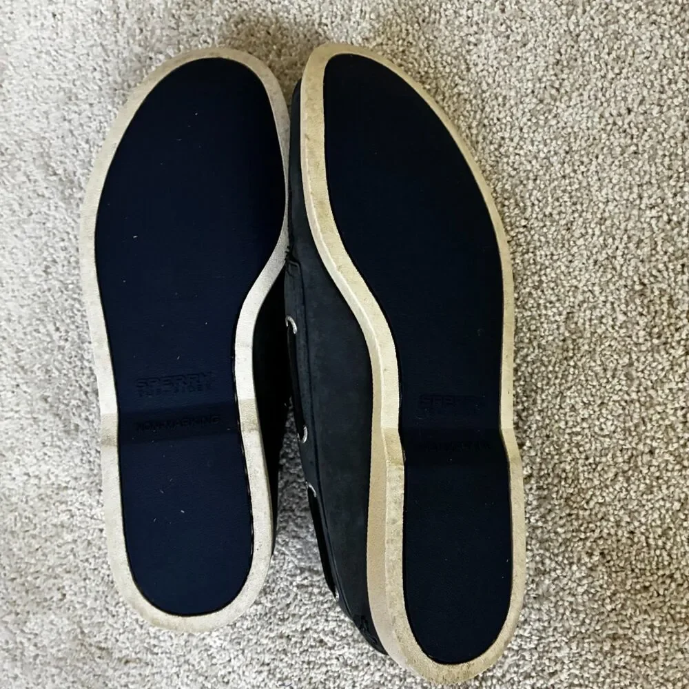 Sperry Top-Sider Mens Authentic Original 2-Eye Boat Navy Blue Leather Size 10.5